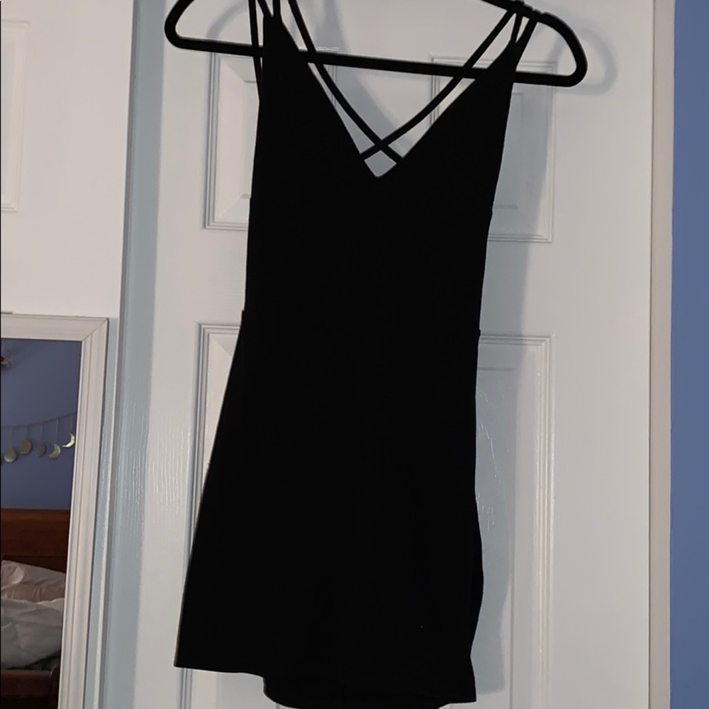 Black Bodycon Strap Back Dress